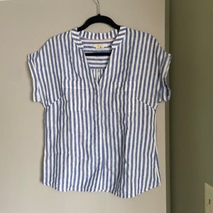 Boden linen striped button front shirt. Size 8.